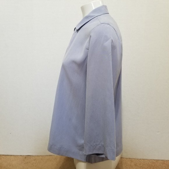 Orvis top Small button up down solid 3/4 sleeve 100% silk - Picture 2 of 13
